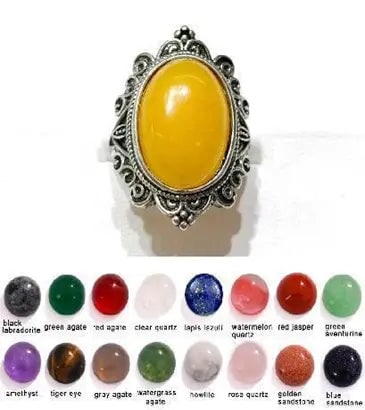 Handmade Natural Stone Gemstone Rings with Copper & Silver, Stone Size 12*16mm, Vin-Rin03: Handmade Natural Stone Gemstone Rings with Copper & Silver, Stone Size 12*16mm, Vin-Rin03