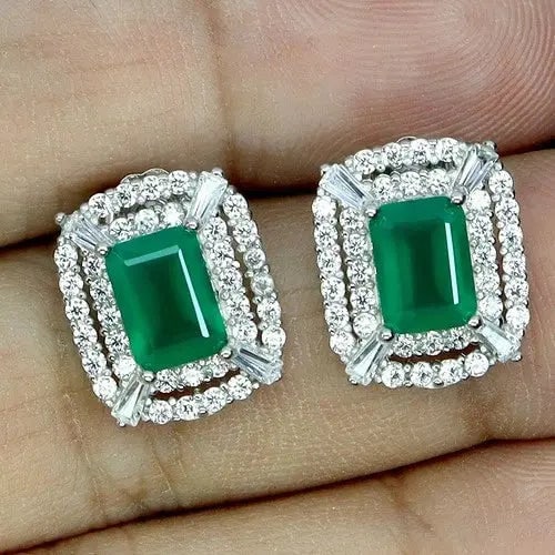 AAA+ Quality 925 Sterling Silver Earrings Octagon Aventurine 7x5mm Natural Gemstone Jewelry: Our gemstones are organic, natural stones suitable for investment, collectors, and fine jewelry, each accompanied by an authentic certification. Our 925 silver pieces are rhodium-plated and finished w