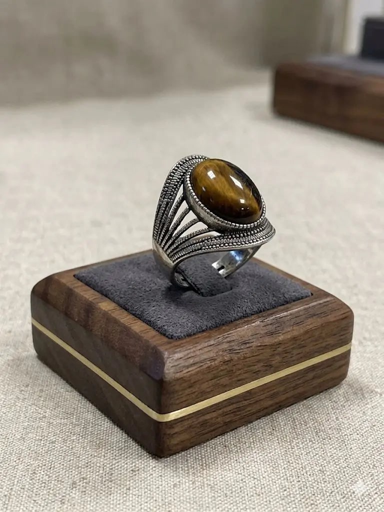 Handmade Natural Stone Gemstone Rings With Copper & Silver, Stone Size 12*16mm, Vin-New-Rin37: Handmade Natural Stone Gemstone Rings With Copper & Silver, Stone Size 12*16mm, Vin-New-Rin37