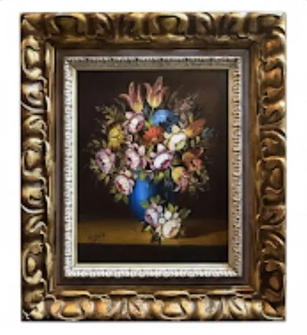 Floral Arrangement Painting depciting a vibrant bouquet in vase Approx. 12" x 14", HD74 (1 of 1)