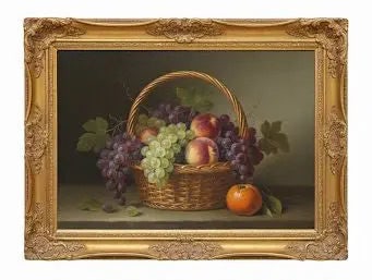 Still Life of Fruit Basket, This is a still life painting feauring with like with and-fashioned and (1 of 1)