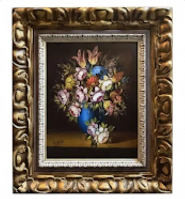 Floral Arrangement Painting, Painting depciting a vibrant bouquet in vase Approx. 12" x 14", HD79: Floral Arrangement Painting, Painting depciting a vibrant bouquet in vase Approx. 12" x 14"