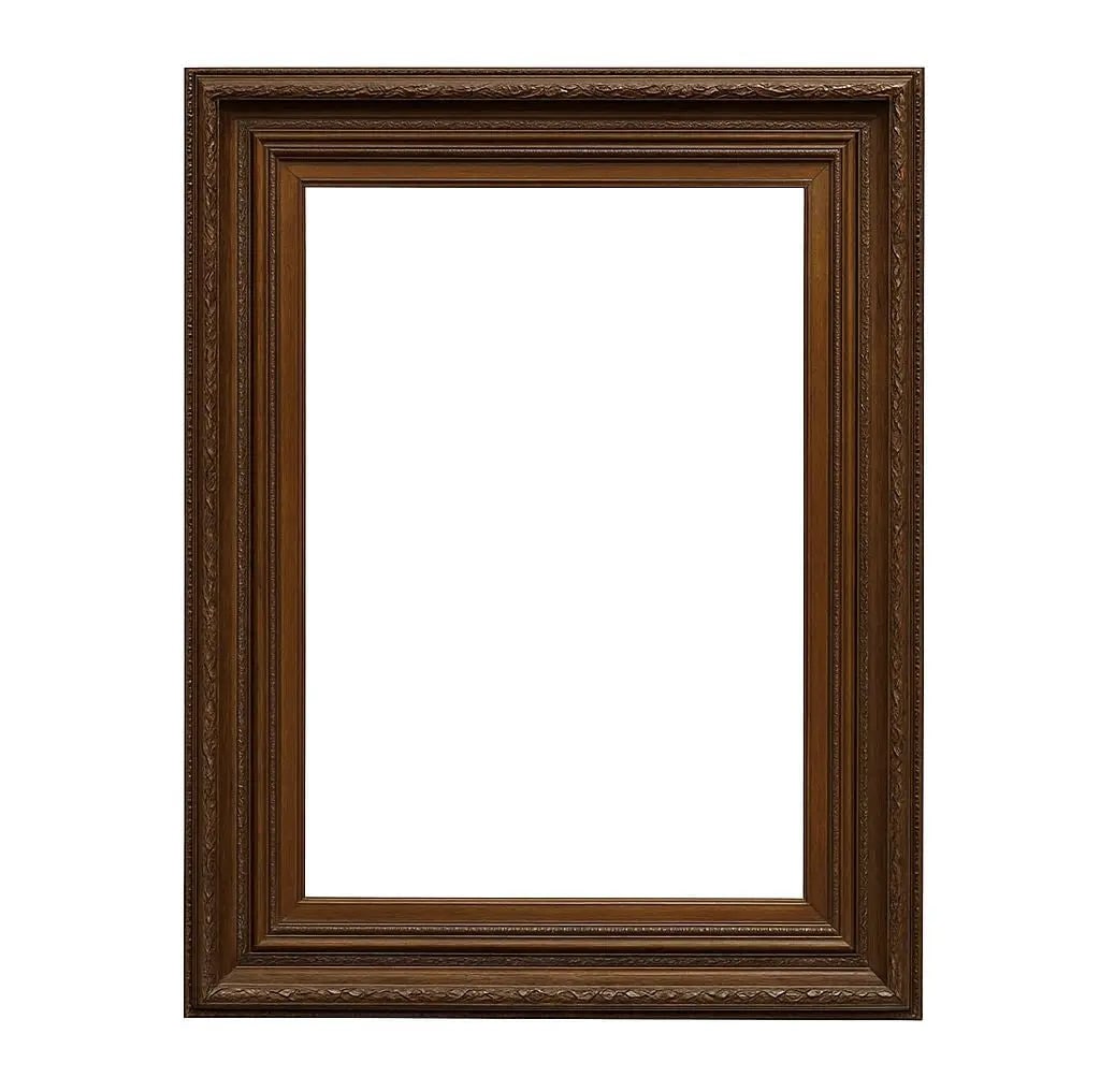 Ornate Rectangular Mirror Large, dark wood framed mirror with intricate carvings Approx. 36" x 48"., (1 of 1)