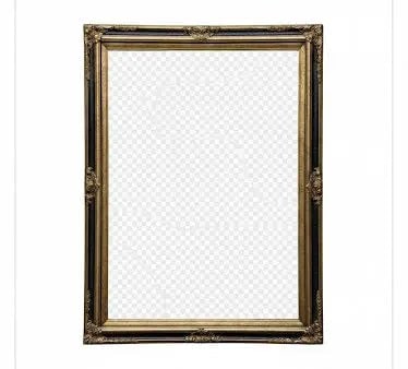 Ornate Gold Rectangulal Mirror Large, heaviely detaited and black framed miror with transparent (1 of 1)