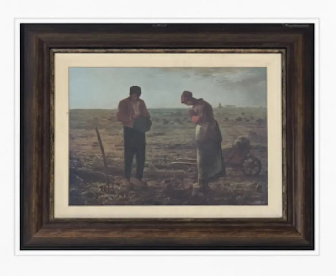 A framed print depcting a Faiois Millet's "The Angel". Approx. 20" x 24", HD101 (1 of 1)