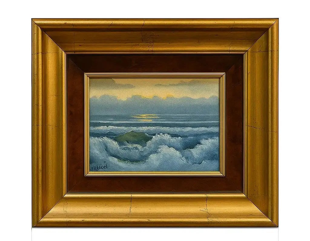 Painting depicting ocean waves rolling toward the shore Approx. 12" x 14", HD107 (1 of 1)