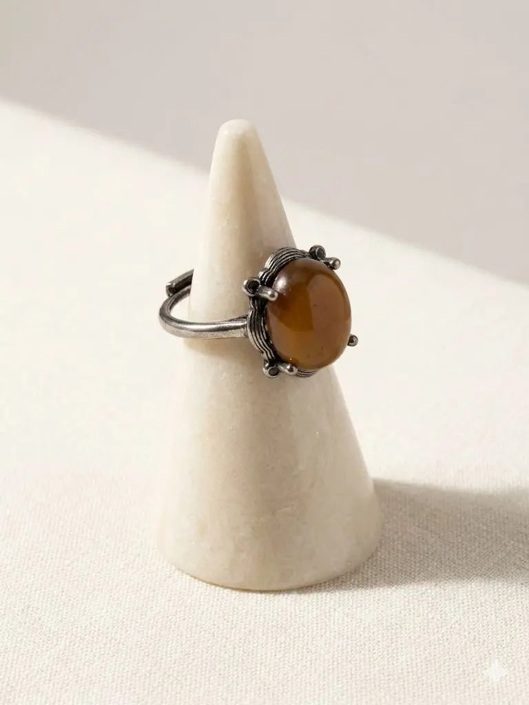 Handmade Natural Stone Gemstone Rings With Copper & Silver, Stone Size 10* 12mmVin-New-Rin76: Handmade Natural Stone Gemstone Rings With Copper & Silver, Stone Size 10* 12mmVin-New-Rin76