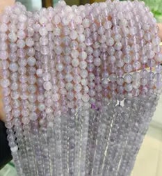 Natural Gemstone Loose Beads Necklace - Lavender purple jade - NO.176: Natural Gemstone Loose Beads Necklace - Lavender purple jade - NO.176