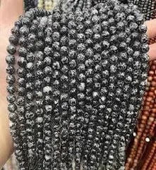 Natural Gemstone Loose Beads Necklace - Snowflake obsidian - NO.135: Natural Gemstone Loose Beads Necklace - Snowflake obsidian - NO.135