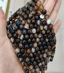 Natural Gemstone Loose Beads Necklace - coffee stripe agate - NO.124: Natural Gemstone Loose Beads Necklace - coffee stripe agate - NO.124