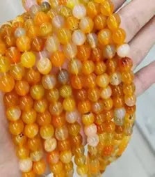 Natural Gemstone Loose Beads Necklace - yellow stripe agate - NO.118: Natural Gemstone Loose Beads Necklace - yellow stripe agate - NO.118