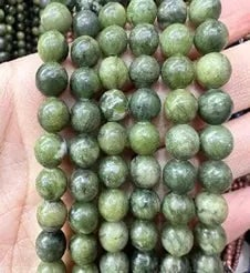 Natural Gemstone Loose Beads Necklace - Canadian jade - NO.113: Natural Gemstone Loose Beads Necklace - Canadian jade - NO.113
