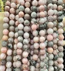 Natural Gemstone Loose Beads Necklace - pink zebra - NO.103 (1 of 1)