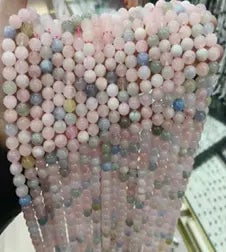 Natural Gemstone Loose Beads Necklace - natural morganite A - NO.94: Natural Gemstone Loose Beads Necklace - natural morganite A - NO.94