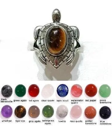 Handmade Natural Stone Gemstone Rings with Copper & Silver, Stone Size 8*10mm, Vin-Rin08 (1 of 1)