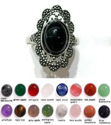 Handmade Natural Stone Gemstone Rings with Copper & Silver, Stone Size 10*12mm, Vin-Rin01: Handmade Natural Stone Gemstone Rings with Copper & Silver, Stone Size 10*12mm, Vin-Rin01