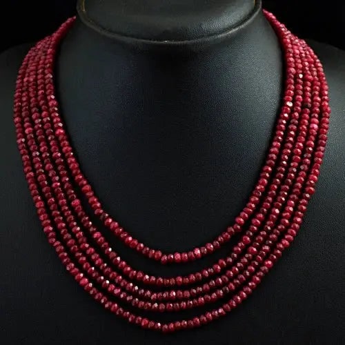 AAA+ Quality Royal 353 Cts Earth Mined Enhanced Ruby Round Cut Beads Necklace Cus-Jew3 (1 of 1)
