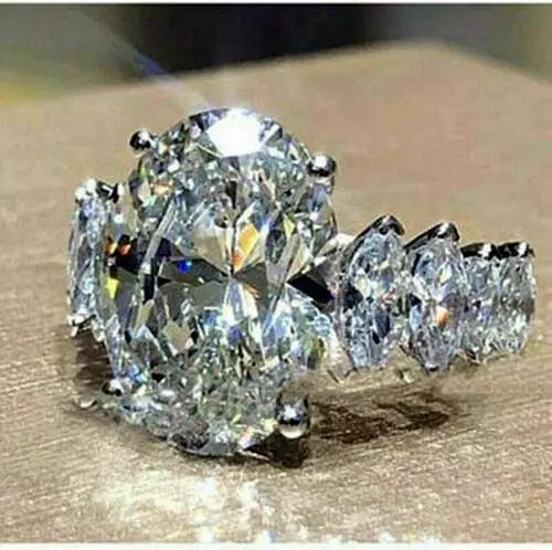 AAA+ Quality Gorgeous Women Silver Plated Rings Oval Cut White Sapphire Size 6 Simulated Cus-Jew22: Our gemstones are organic, natural stones suitable for investment, collectors, and fine jewelry, each accompanied by an authentic certification. Our 925 silver pieces are rhodium-plated and finished w