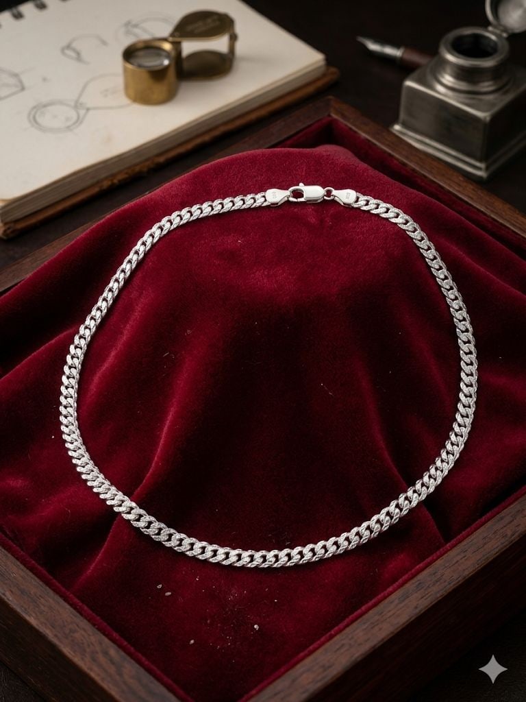 AAA+ Certified Quality, Necklace 60cm., Weight 17.0gm., Quality 925-Silver, CJABCn1-30: AAA+ Certified Quality, Necklace 60cm., Weight 17.0gm., Quality 925-Silver, CJABCn1-31