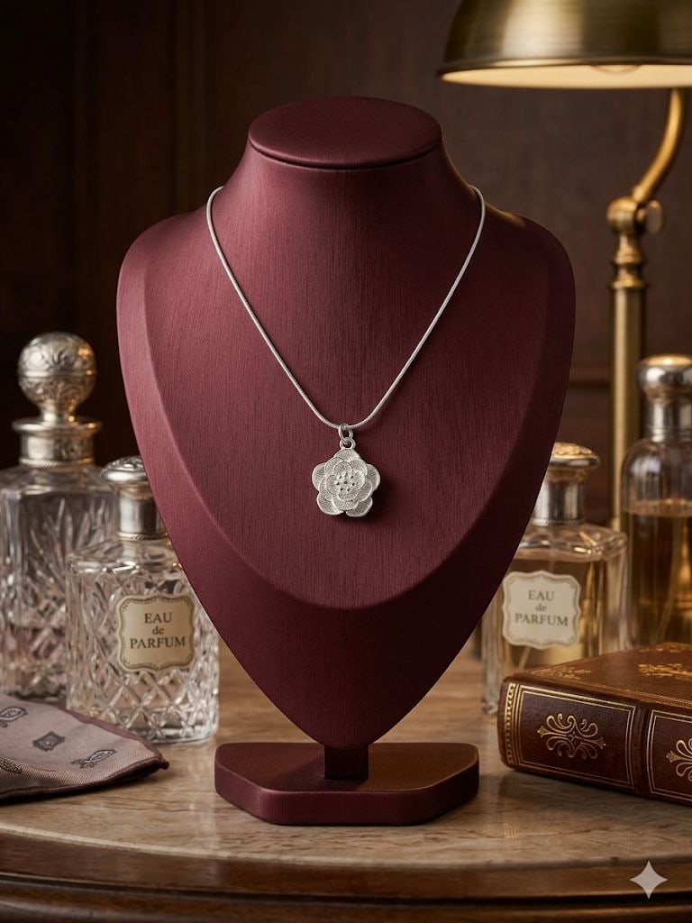 AAA+ Certified Quality, Length 30cm., Weight 10.8gm., Quality 925-Silver, CJABC-mn025 (Rose Pendent (1 of 1)