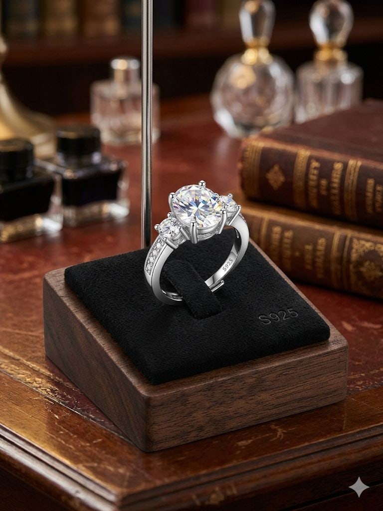 AAA+ Certified Quality, Ring Size Adjustable, Weight 3.3gm, Quality 925-Silver, CJABC-jz353 (Oval (1 of 1)