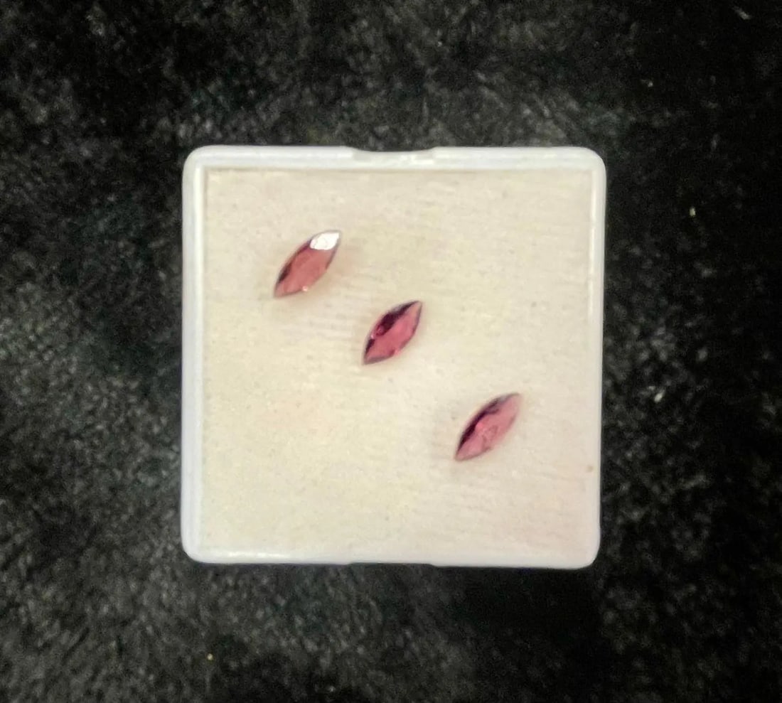 AAA+ Certified Natural African 3 Pieces Rhodolite Garnet /Raspberry-Red Marquis Shaped Gemstone, (1 of 1)