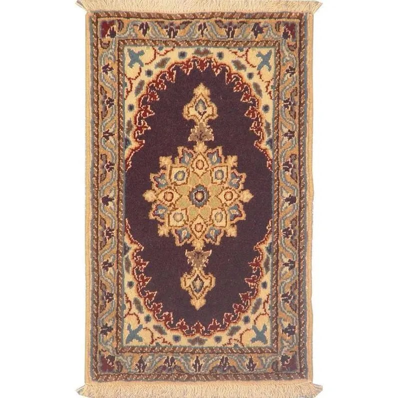 One Of The Kind Persian Nain Rug 2'0" x 1'2": ABC Rugs Kilims Collection Authentic Persian Rug Nain Traditional Style Hand-Knotted Indoor Area Rug With Natural Wool And Silk 2'0" X 1'2" Abcr02816 Hand knotted and meticulously crafted by Persian a