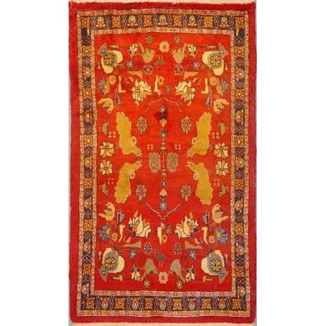 One Of The Kind Persian Hamedan Rug 4'10" x 2'7": ABC Rugs Kilims Collection Authentic Persian Rug Hamedan Traditional Style Hand-Knotted Indoor Area Rug With Natural Wool And Cotton 4'10" X 2'7" Abcr02143 Hand knotted and meticulously crafted by Per