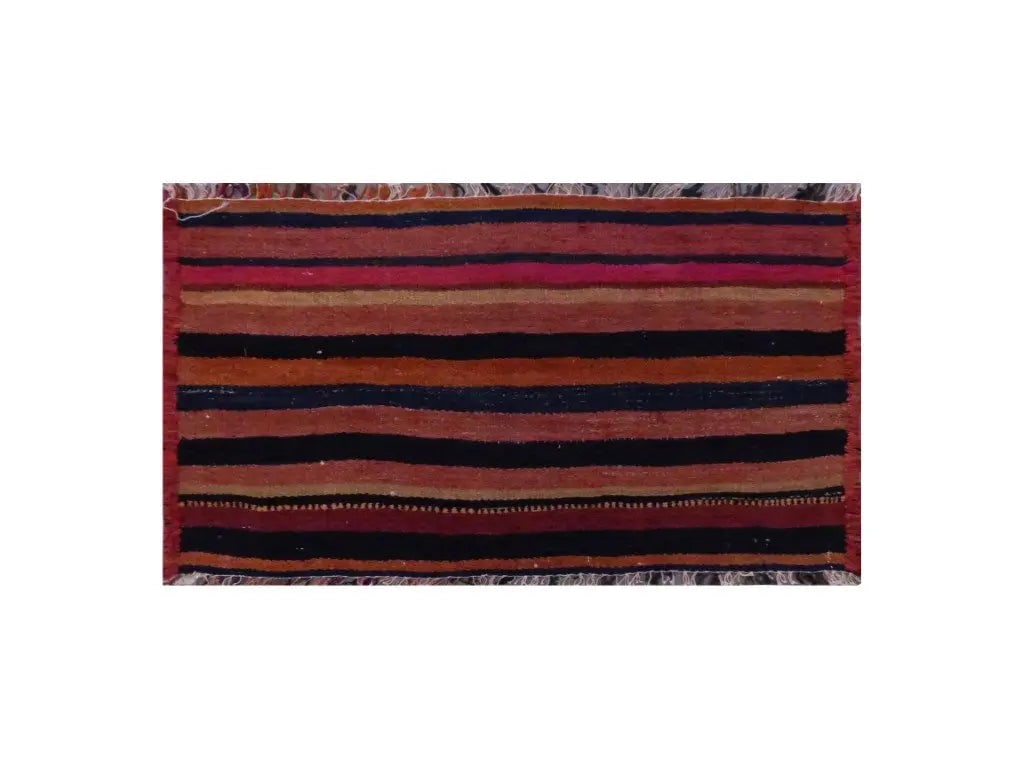 One Of The Kind Sanandaj Vintage Authentic Hand-Knotted Kilim 3'2" X 1'10": ABC Rugs Kilims Collection Sanandaj Vintage Hand-Knotted Kilim Made With Natural Wool And Cotton 97 X 57Cm (Abc1904) (Multi Color) Hand knotted and meticulously crafted by Sanandaj artisans, this stun