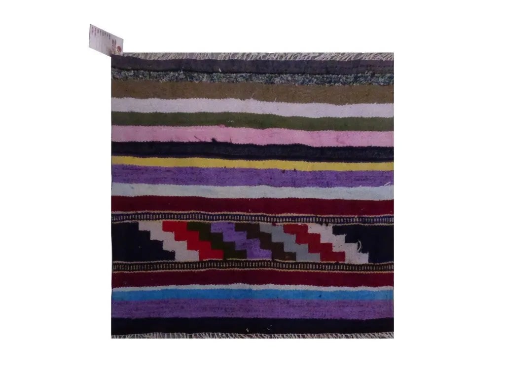One Of The Kind Sanandaj Vintage Authentic Hand-Knotted Kilim 2'11" X 2'8": ABC Rugs Kilims Collection Sanandaj Vintage Hand-Knotted Kilim Made With Natural Wool And Cotton 90 X 82Cm (Abc1507) (Multi Color) Hand knotted and meticulously crafted by Sanandaj artisans, this stun