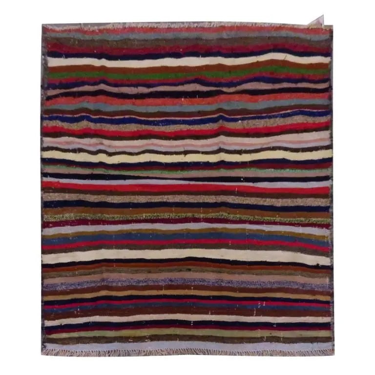 One Of The Kind Sanandaj Vintage Authentic Hand-Knotted Kilim 4'11" X 3'8": ABC Rugs Kilims Collection Sanandaj Vintage Hand-Knotted Kilim Made With Natural Wool And Cotton 152 X 113Cm (Abc1524) (Multi Color) Hand knotted and meticulously crafted by Sanandaj artisans, this st