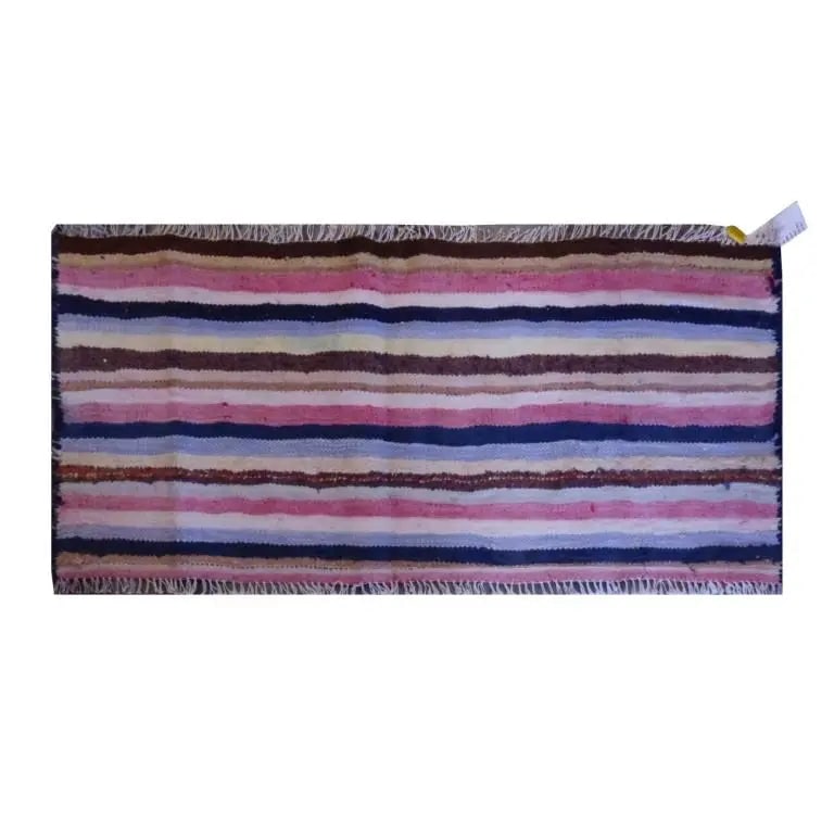 One Of The Kind Sanandaj Vintage Authentic Hand-Knotted Kilim 4'5" X 2'0": ABC Rugs Kilims Collection Sanandaj Vintage Hand-Knotted Kilim Made With Natural Wool And Cotton 137 X 61Cm (Abc1471) (Multi Color) Hand knotted and meticulously crafted by Sanandaj artisans, this stu