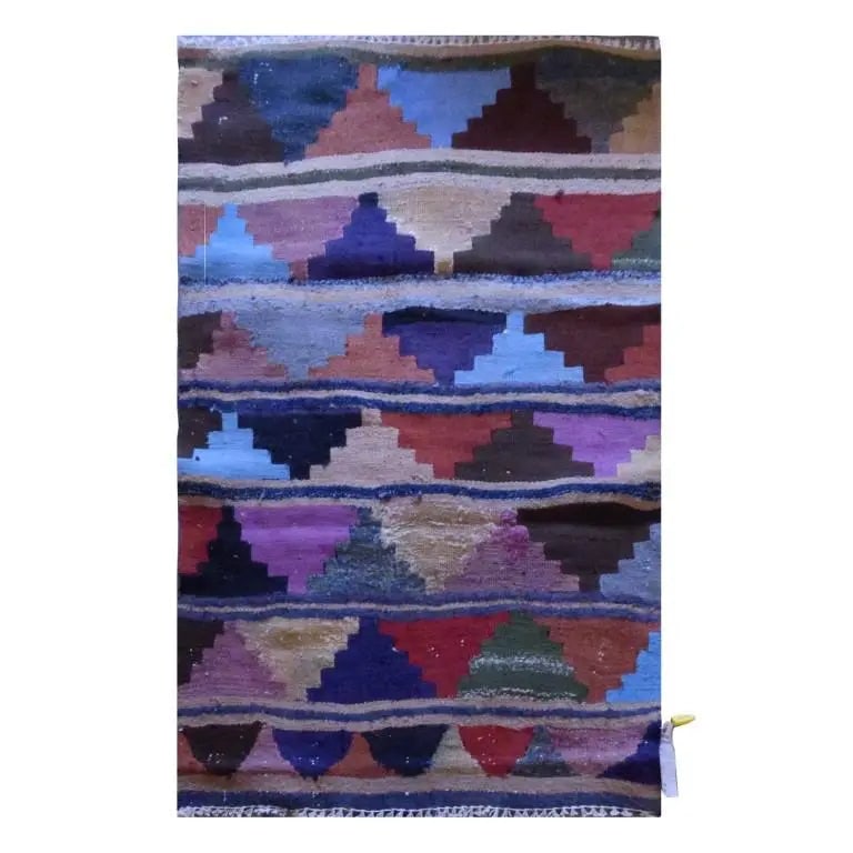 One Of The Kind Sanandaj Vintage Authentic Hand-Knotted Kilim 3'6" X 2'8" (1 of 1)