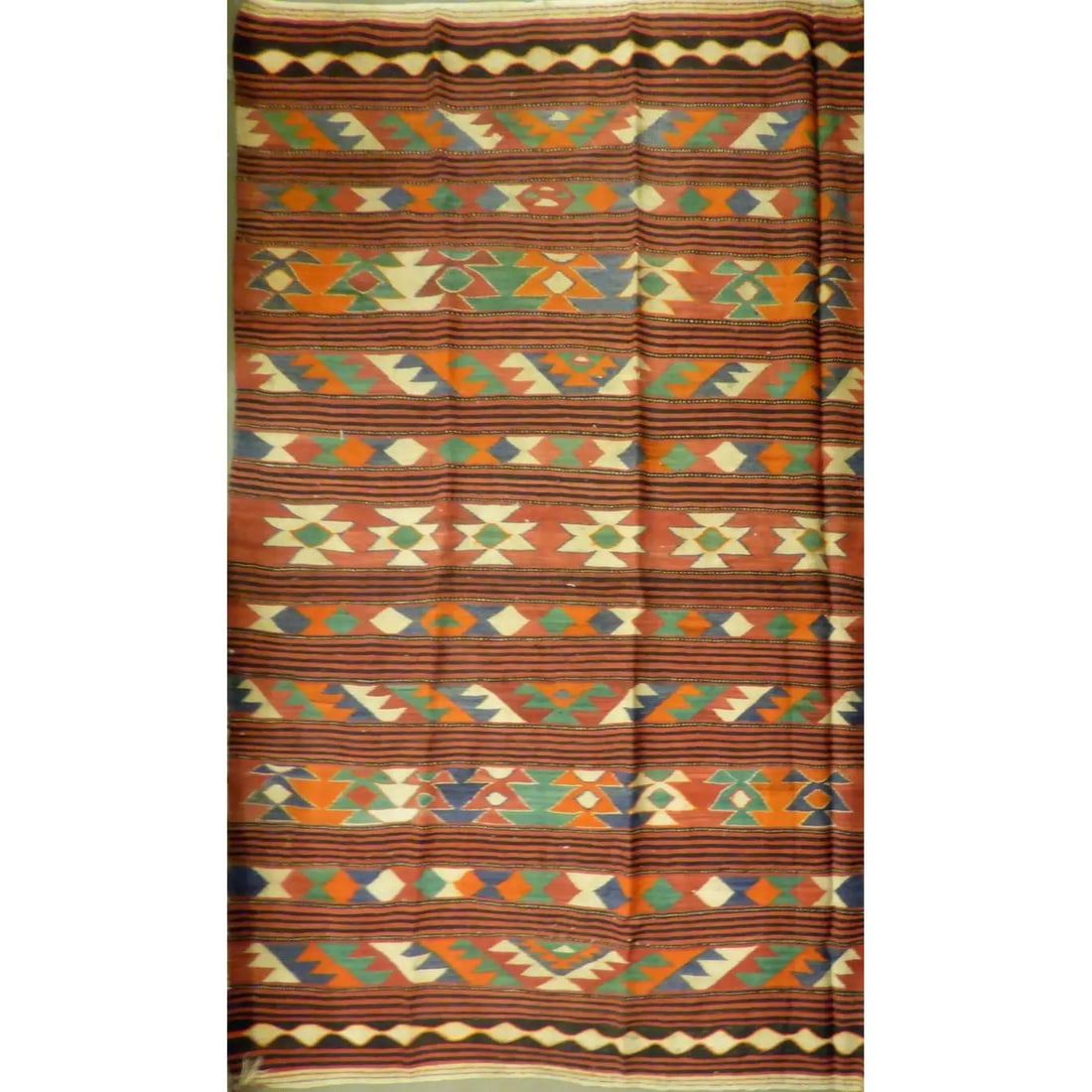 One Of The Kind Authentic Hand-Knotted Sanandaj Vintage Kilim 8'8" X 5'4" (1 of 1)
