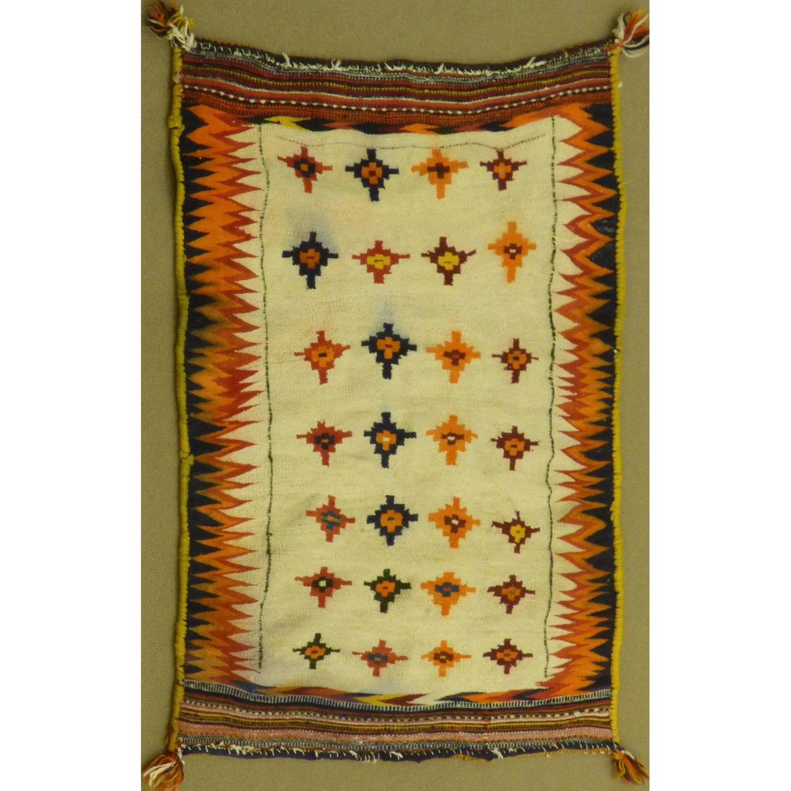 One Of The Kind Authentic Hand-Knotted Sanandaj Vintage Kilim 4'2" X 3'2" (1 of 1)
