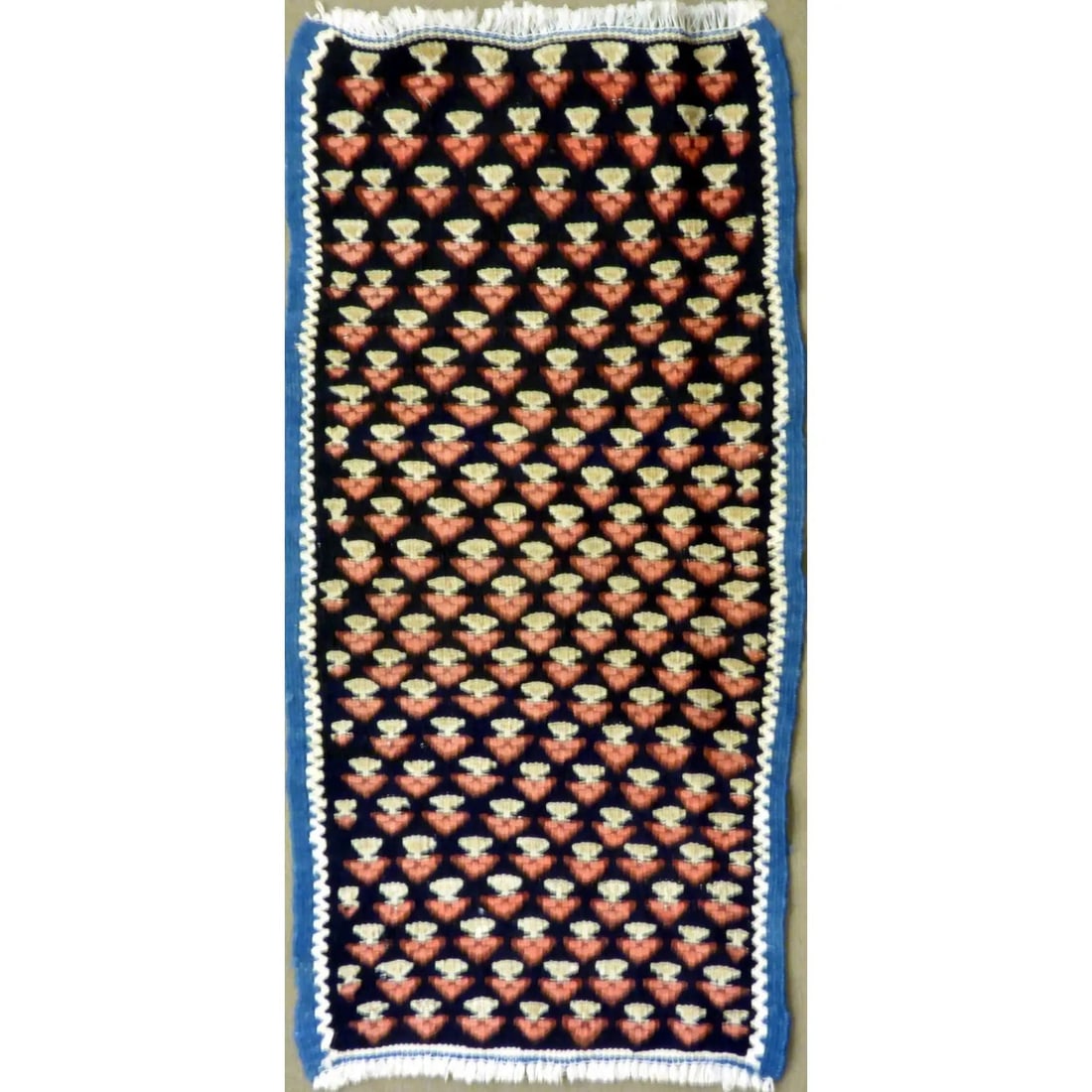 One Of The Kind Authentic Hand-Knotted Sanandaj Vintage Kilim 3'3" X 1'8" (1 of 1)