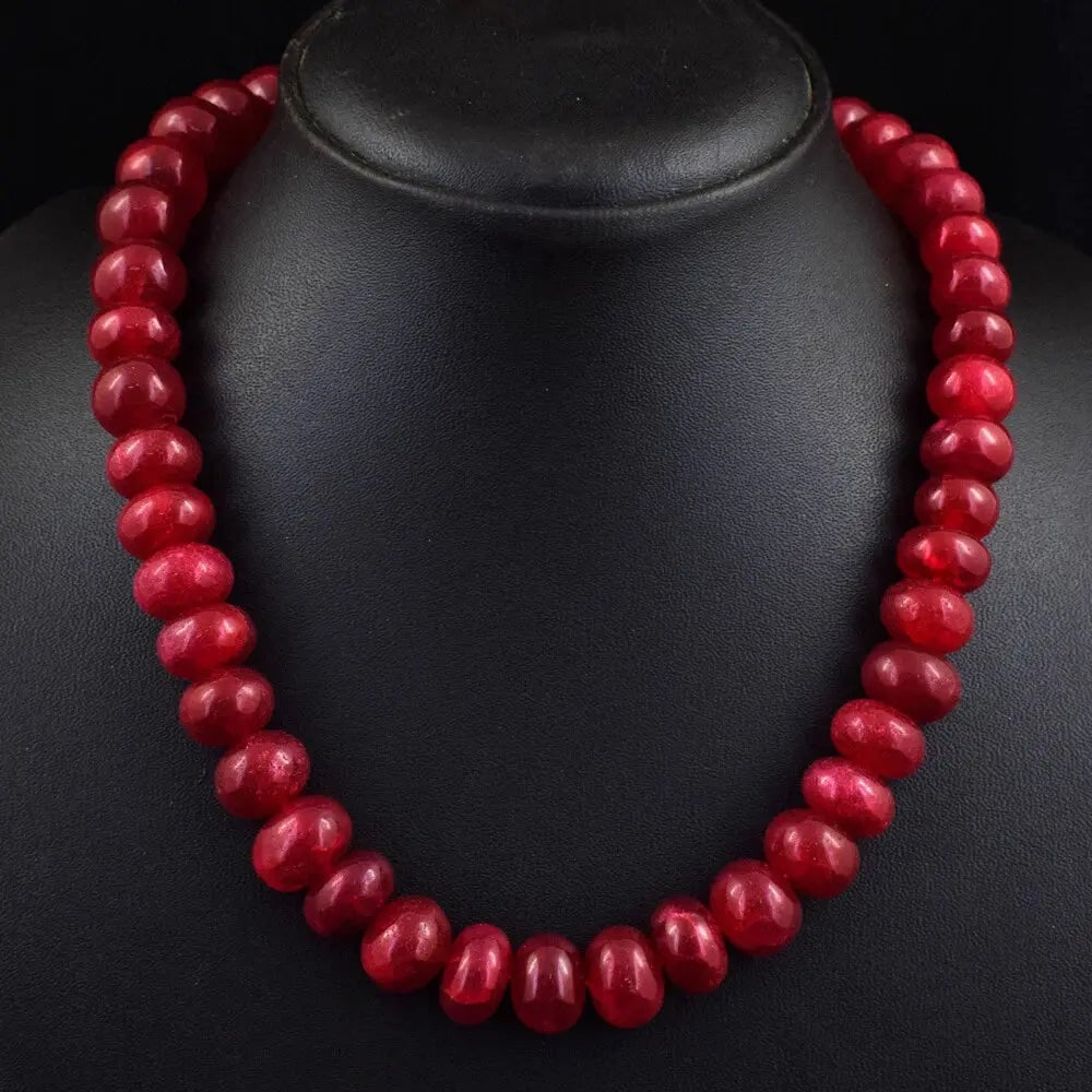AAA+ Certified Quality 691 Cts Earth Mined Red Ruby Rondelle Beads Womens Necklace Jewelry JK 30E386 (1 of 1)