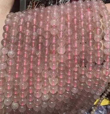 Natural Gemstone Beads Necklace - Handmade Natural Stone Jewelry, Strawberry Quartz, Size 6mm/50cm,: Natural Gemstone Beads Necklace - Handmade Natural Stone Jewelry, Strawberry Quartz, Size 6mm/50cm, NO.3