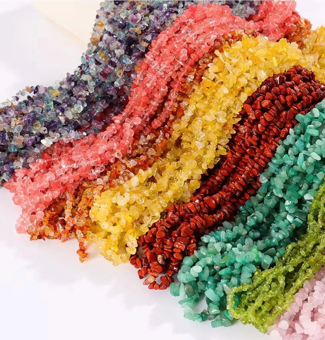Natural Gemstone Beaded Necklace â€“ 50" Long Handmade Natural Stone Crone (1 of 1)