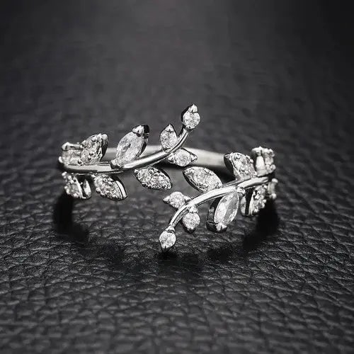 AAA+ Quality Women's Fashion Adjustable Ring Sapphire Leaf Shaped Open Ring â™ª: AAA+ Quality Women's Fashion Adjustable Ring Sapphire Leaf Shaped Open Ring â™ª Cus-Jew11