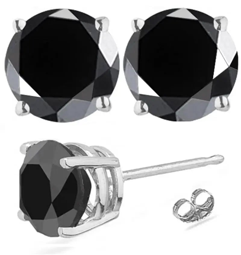AAA+ Quality 4 Ct Mens/Ladies Black Color Moissanite Stud Fashion Earrings Sterling Silver Cus-Jew34: AAA+ Quality 4 Ct Mens/Ladies Black Color Moissanite Stud Fashion Earrings Sterling Silver Cus-Jew34