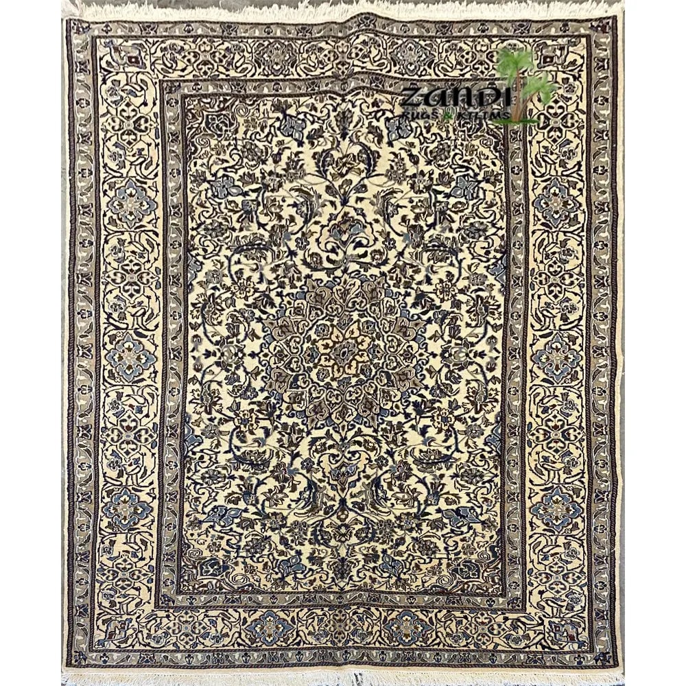 One Of The Kind Persian Nain Rug 10'0" x 6'8": ABC Rugs Kilims Collection Hand Knotted Wool And Silk Persian Nain Design Rug Size 10'0''X6'8'' Rr10473 Hand knotted and meticulously crafted by Persian artisans, this stunning Hand Knotted Area Rug w