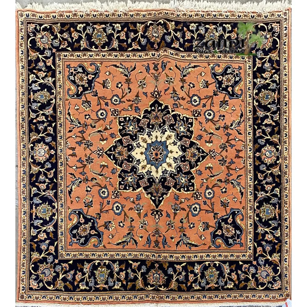 One Of The Kind Persian Yazd Rug 6'6" x 6'5": ABC Rugs Kilims Collection Hand Knotted Persian Yazd Design Rug Size 6'6''X6'5'' Rr11581 Hand knotted and meticulously crafted by Persian artisans, this stunning Hand Knotted Area Rug will invite qual