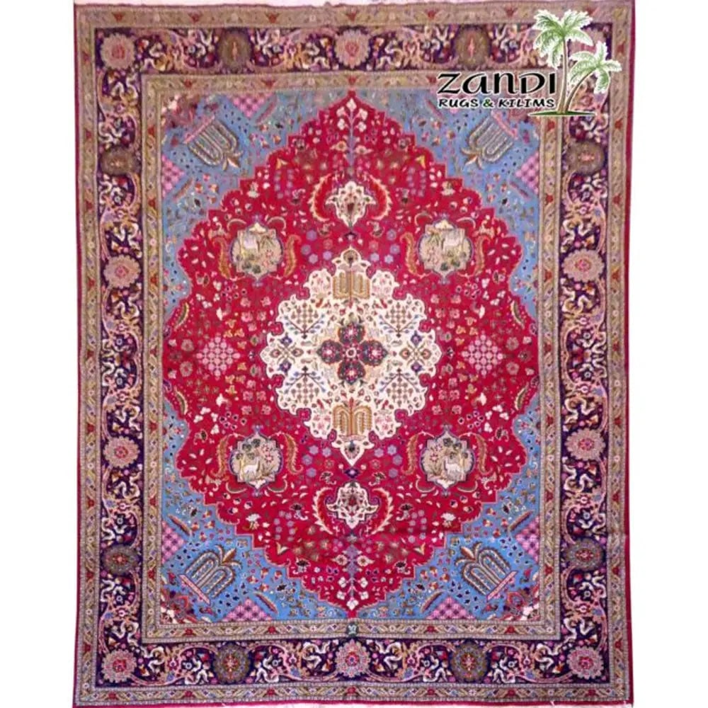 One Of The Kind Persian Tabriz Rug 12'9" x 9'7": ABC Rugs Kilims Collection Hand Knotted Medallion Red Wool Persian Rug Size 12'90"X9'7" (Rr11131) Abcr02134A Hand knotted and meticulously crafted by Persian artisans, this stunning Persian Hand Knott