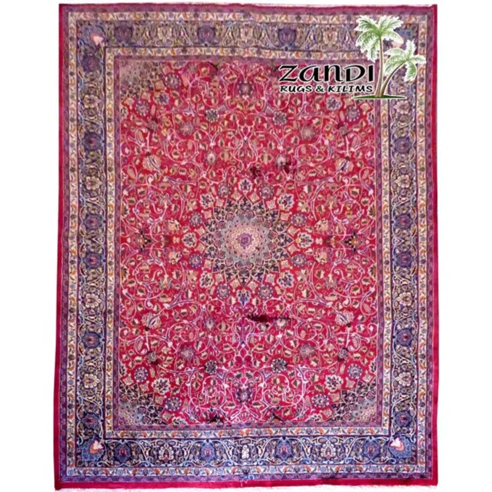 One Of The Kind Persian Tabriz Rug 12'7" x 9'6": ABC Rugs Kilims Collection Hand Knotted Medallion Red Wool Persian Rug Size 12'7"X9'6" (Rr11149) Abcr02196A Hand knotted and meticulously crafted by Persian artisans, this stunning Persian Hand Knotte