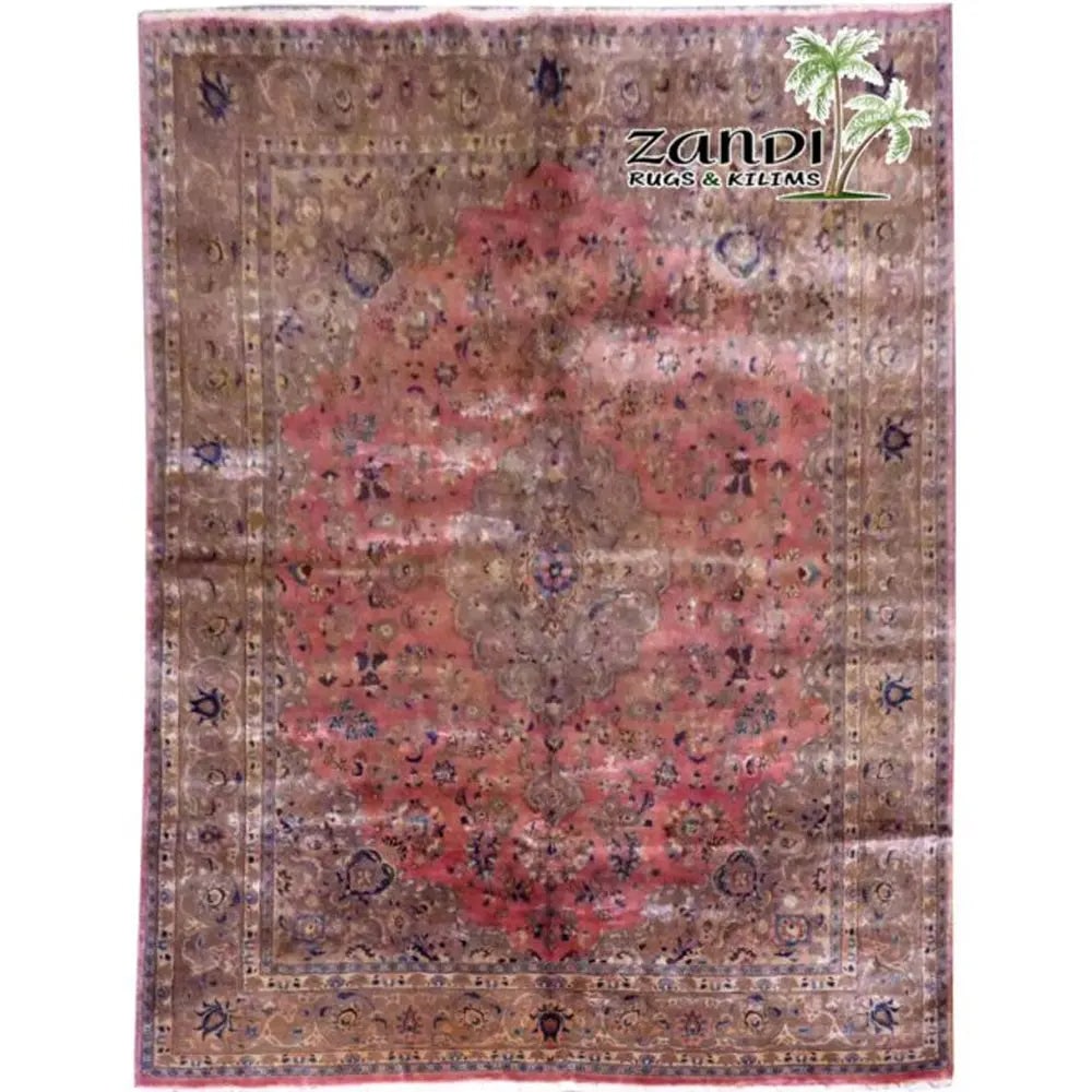 One Of The Kind Persian Tabriz Rug 9'3" x 13'6": ABC Rugs Kilims Collection Hand Knotted Traditional Peach Top Wool Persian Rug Size 9'30"X13'6" (Rr11176) Abcr02119A Hand knotted and meticulously crafted by Persian artisans, this stunning Persian Ha