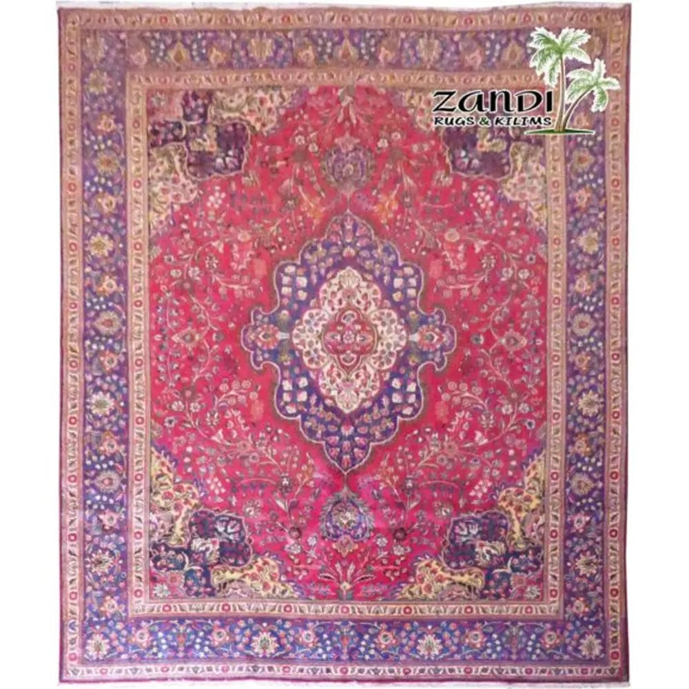 One Of The Kind Persian Tabriz Rug 12'9" x 9'6": ABC Rugs Kilims Collection Hand Knotted Medallion Red Wool Persian Rug Size 12'9"X9'6" (Rr11126) Abcr02748A Hand knotted and meticulously crafted by Persian artisans, this stunning Persian Hand Knotte
