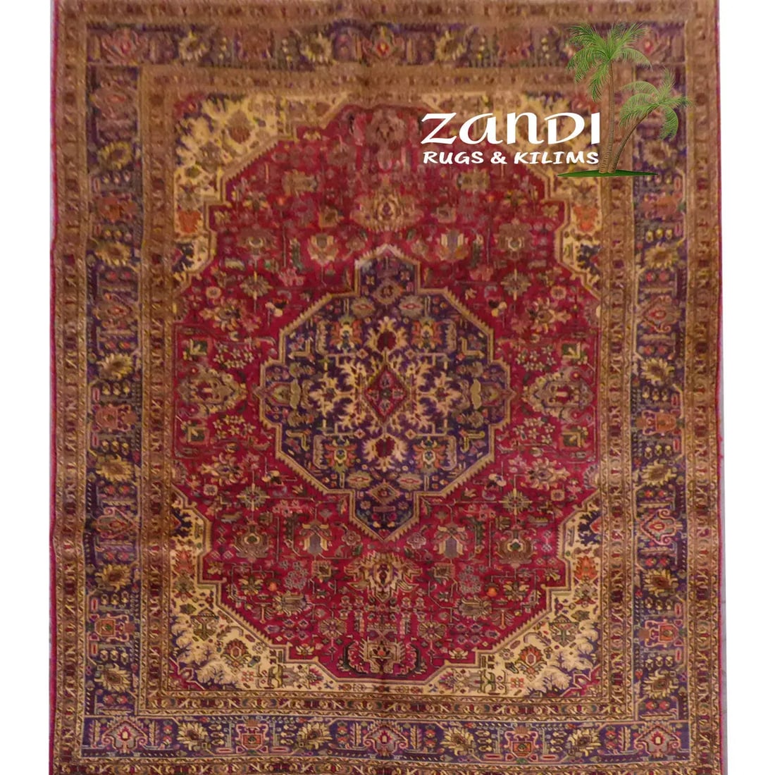 One Of The Kind Persian Tabriz Rug 9'10" x 6'5": ABC Rugs Kilims Collection Persian Tabriz Design Hand Knotted Wool/Cotton 9'10"X 6'5" Rr11250 Hand knotted and meticulously crafted by Persian artisans, this stunning Hand Knotted Area Rug will invite