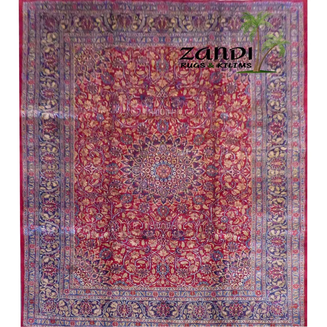 One Of The Kind Persian Mashad Rug 12'9" x 9'6": ABC Rugs Kilims Collection Persian Mashad Design Hand Knotted Wool/Cotton 12'9"X 9'6" Rr11300 Hand knotted and meticulously crafted by Persian artisans, this stunning Hand Knotted Area Rug will invite