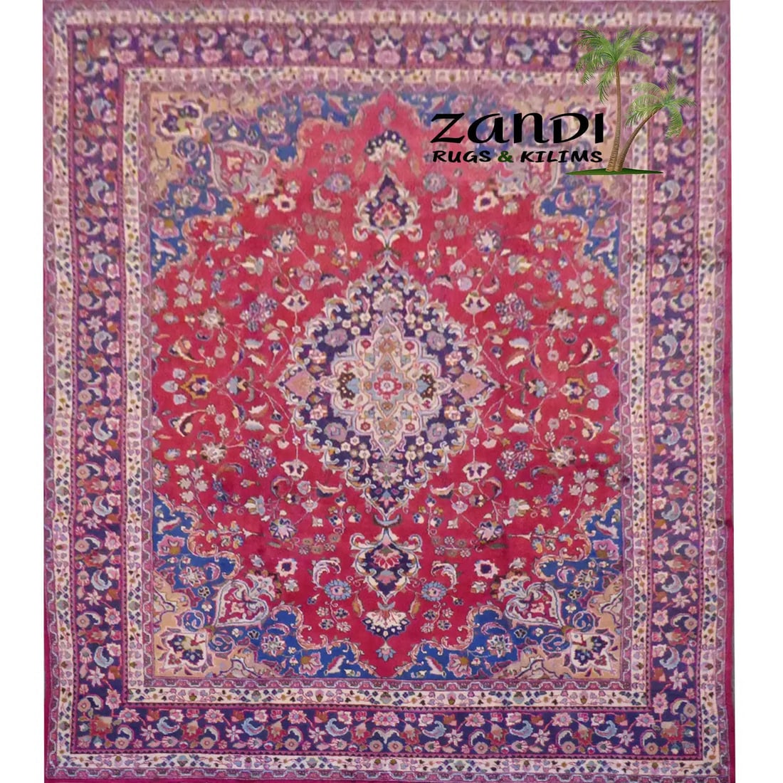 One Of The Kind Persian Mashad Rug 12'4" x 9'3": ABC Rugs Kilims Collection Persian Mashad Design Hand Knotted Wool/Cotton 12'4"X 9'3" Rr11220 Hand knotted and meticulously crafted by Persian artisans, this stunning Hand Knotted Area Rug will invite